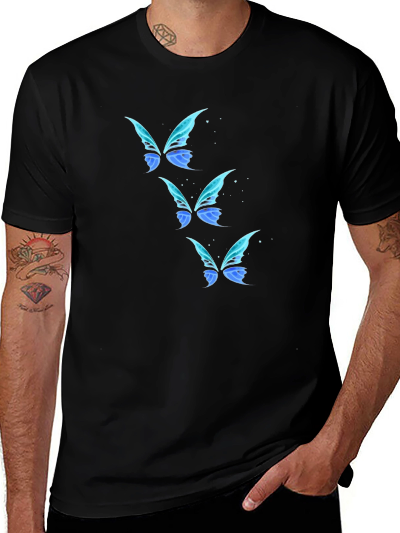 Butterfly Wing Graphic Black T-Shirt