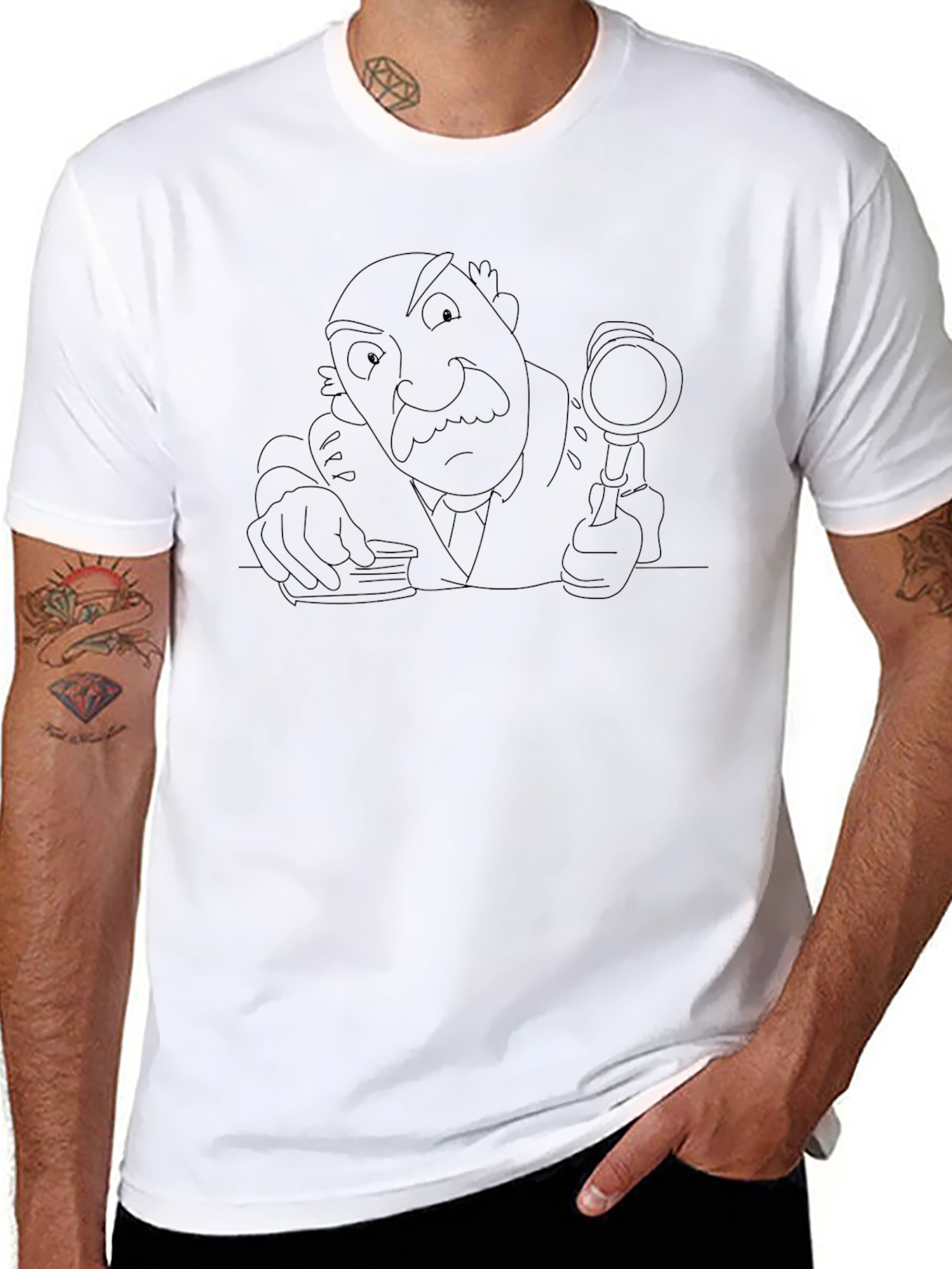 Cartoon Detective Graphic Tee - Sleuth Style!