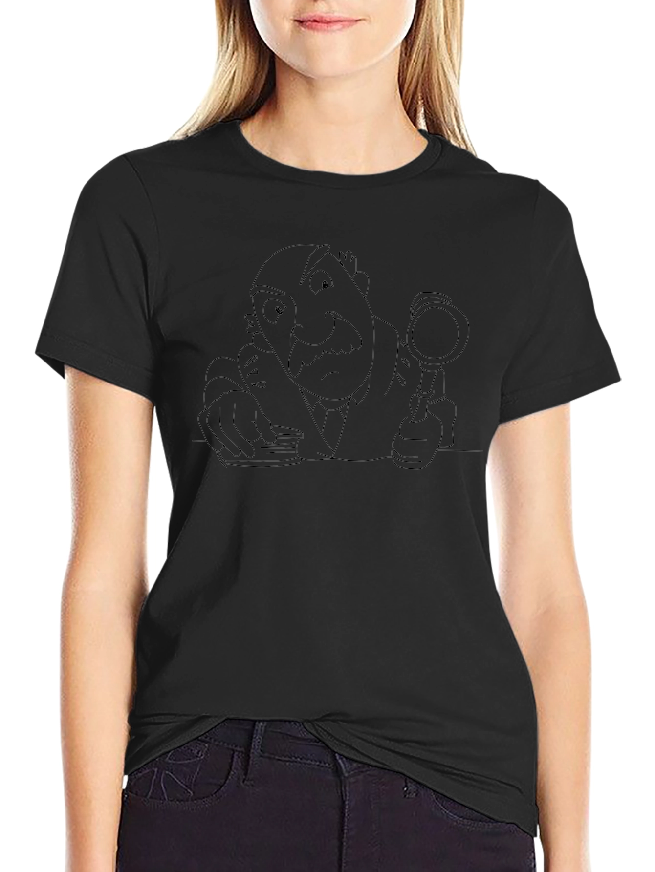 Cartoon Detective Graphic Tee - Sleuth Style!