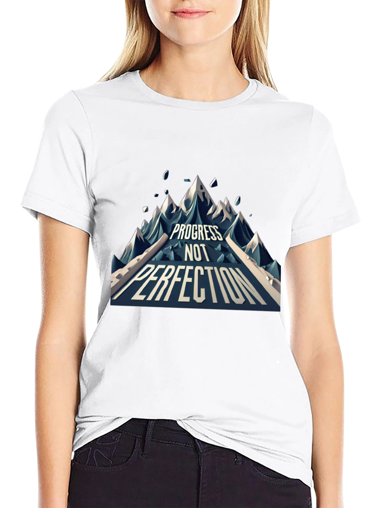 Progress Not Perfection Mountain Graphic T-Shirt