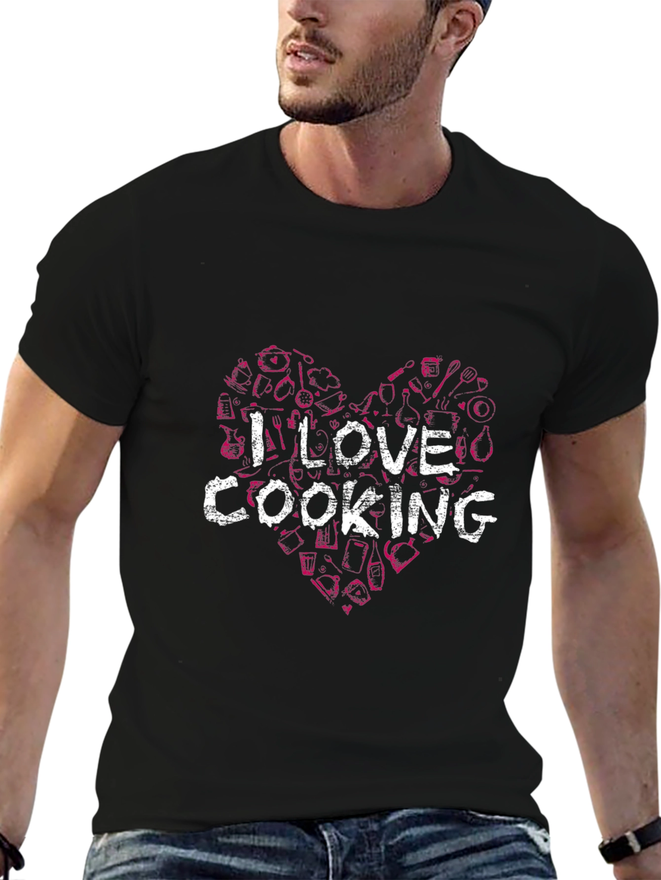 I Love Cooking Graphic T-Shirt - Chef Heart Design