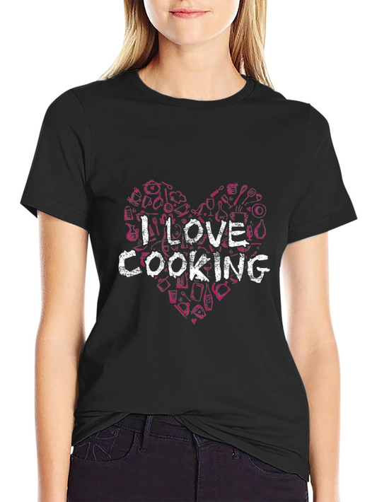 I Love Cooking Graphic T-Shirt - Chef Heart Design
