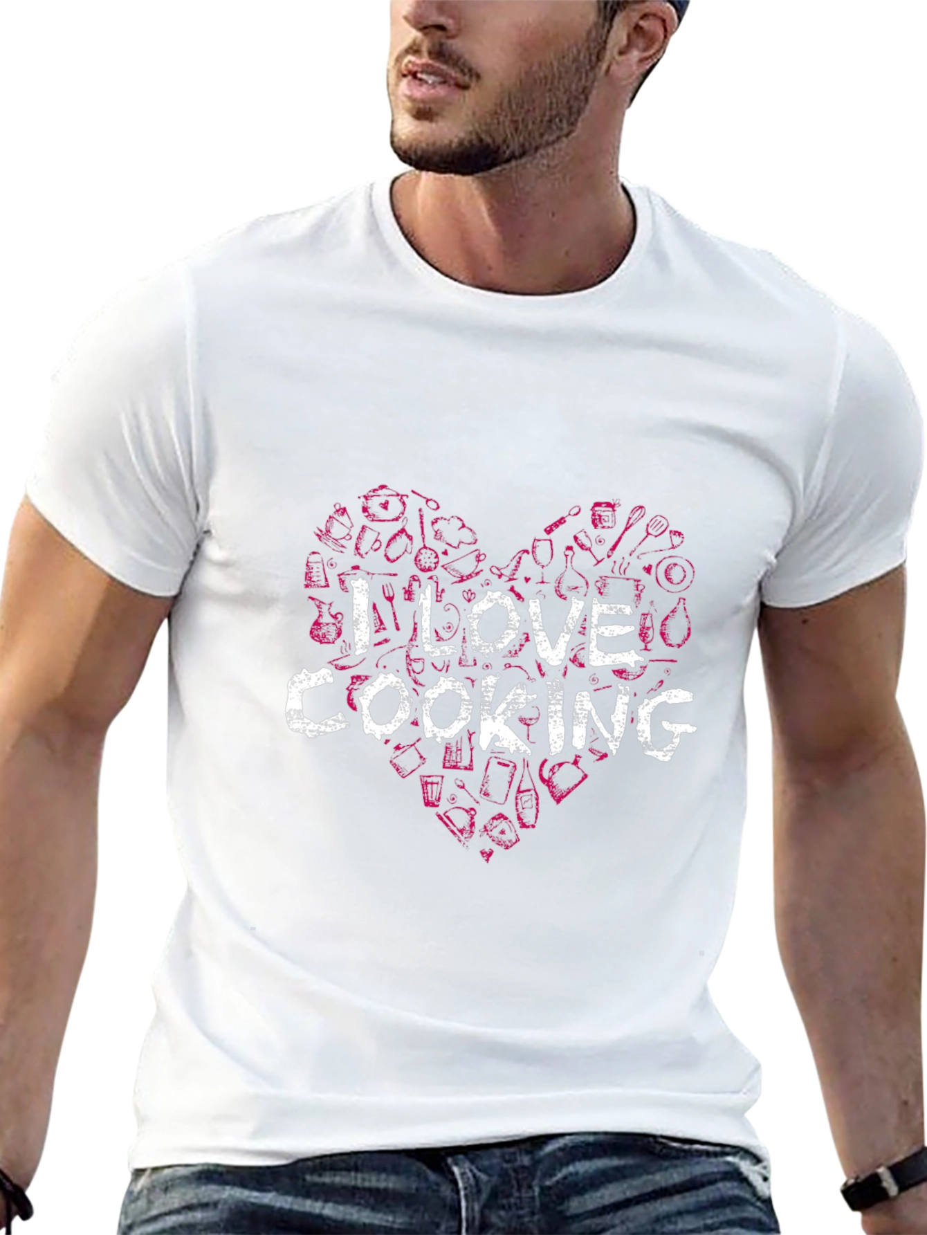 I Love Cooking Graphic T-Shirt - Chef Heart Design