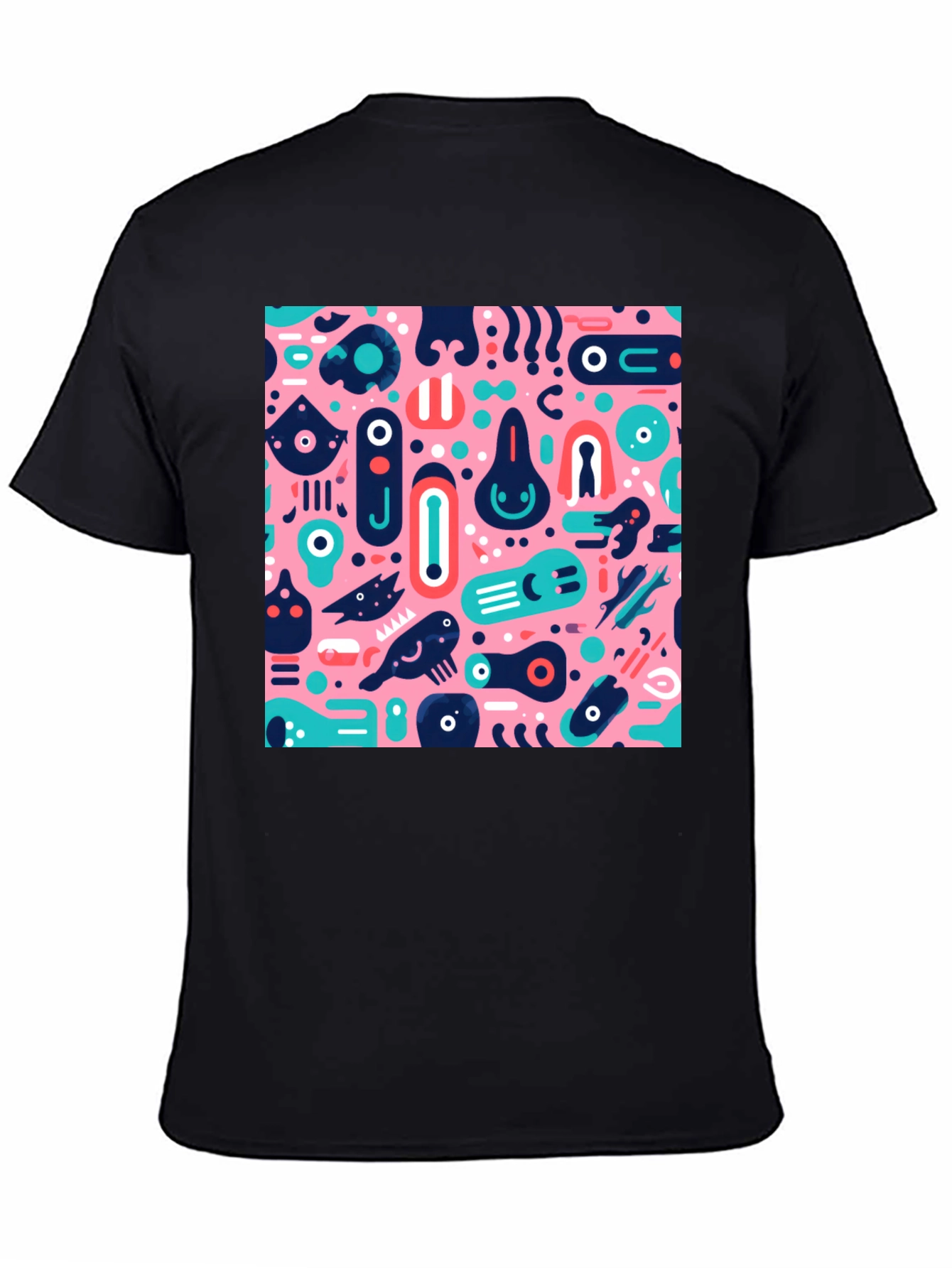 Abstract Pattern Black Crew Neck T-Shirt