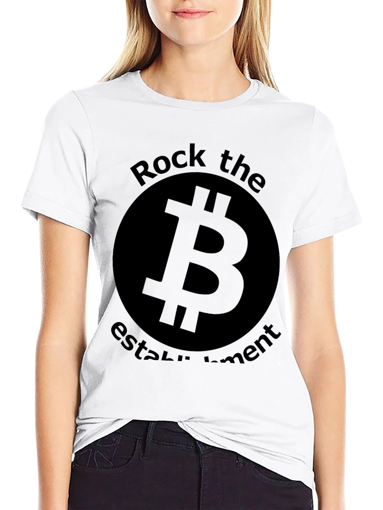 Bitcoin Rock the Establishment Black T-Shirt