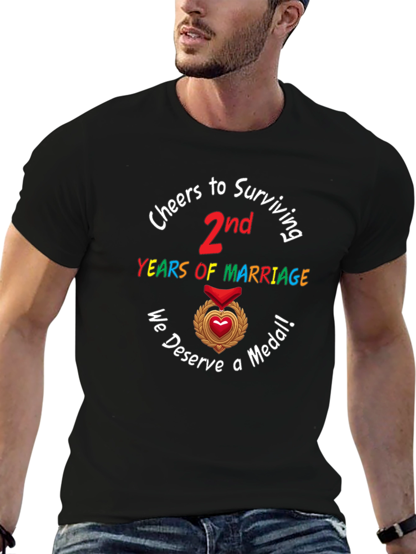 2nd Anniversary T-Shirt - Cheers to Surviving Marriage