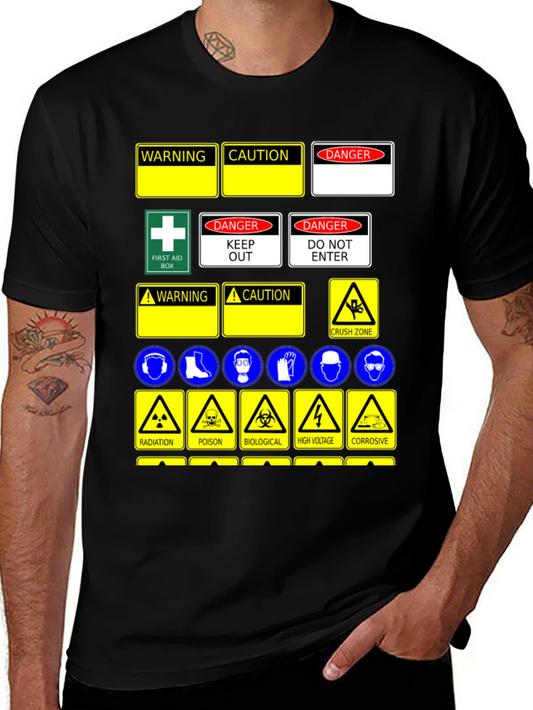 Safety Sign T-Shirt - Warning Danger Caution