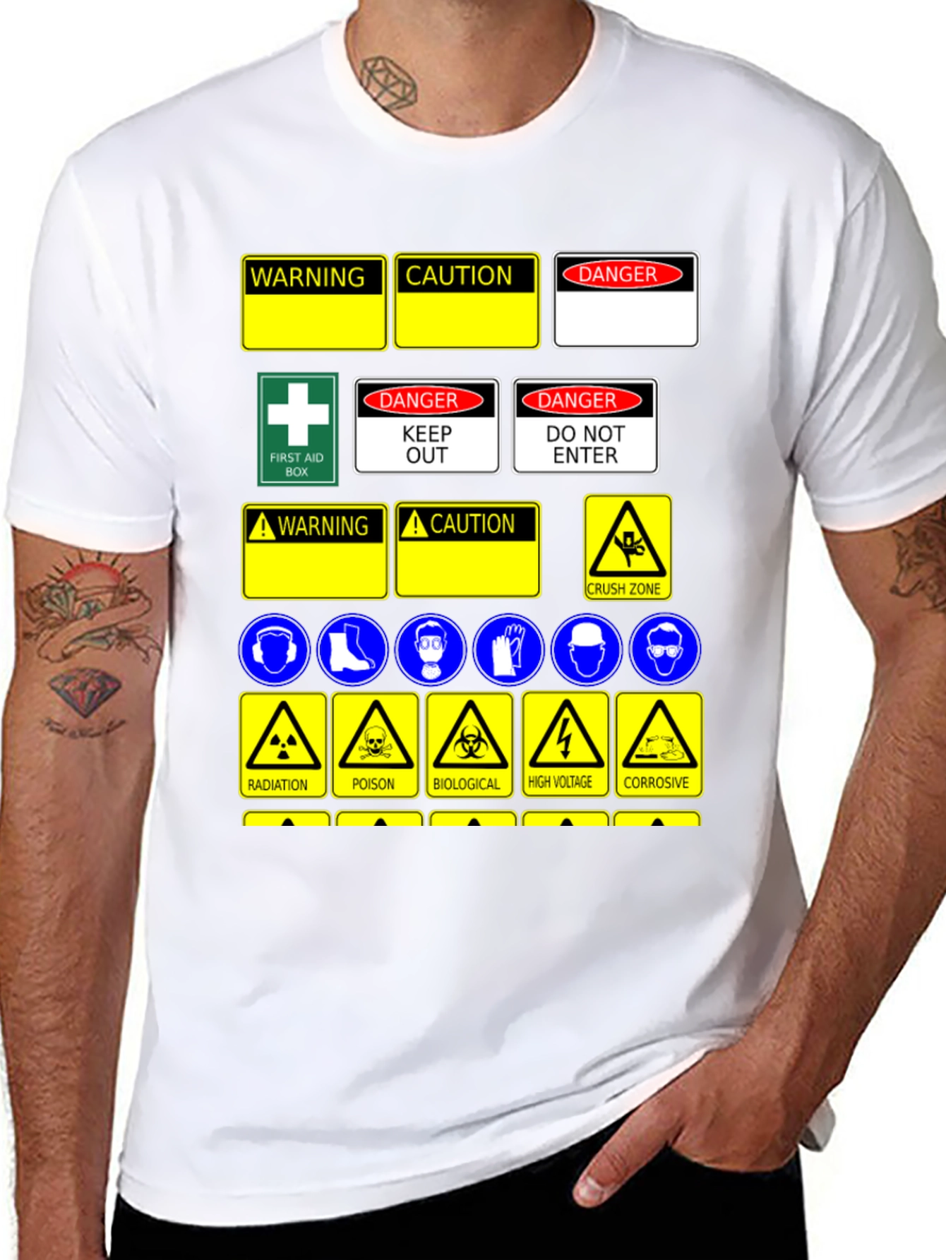 Safety Sign T-Shirt - Warning Danger Caution