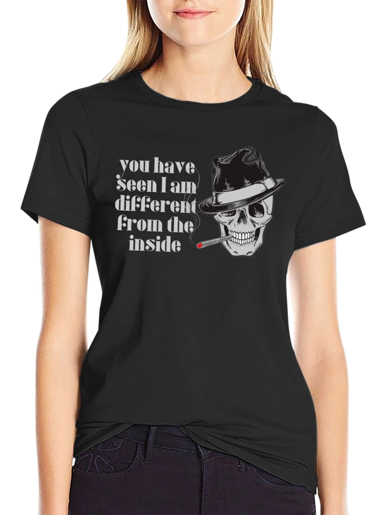 Skull with Fedora Graphic T-Shirt - Edgy Streetwear