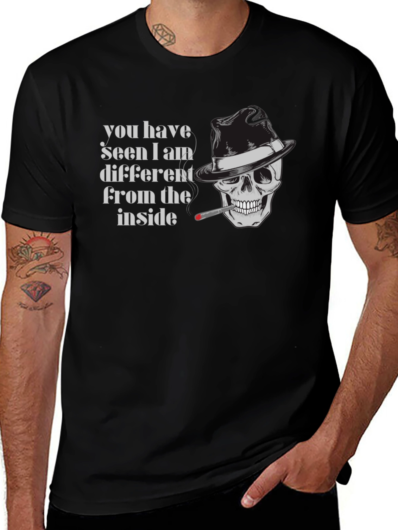 Skull with Fedora Graphic T-Shirt - Edgy Streetwear