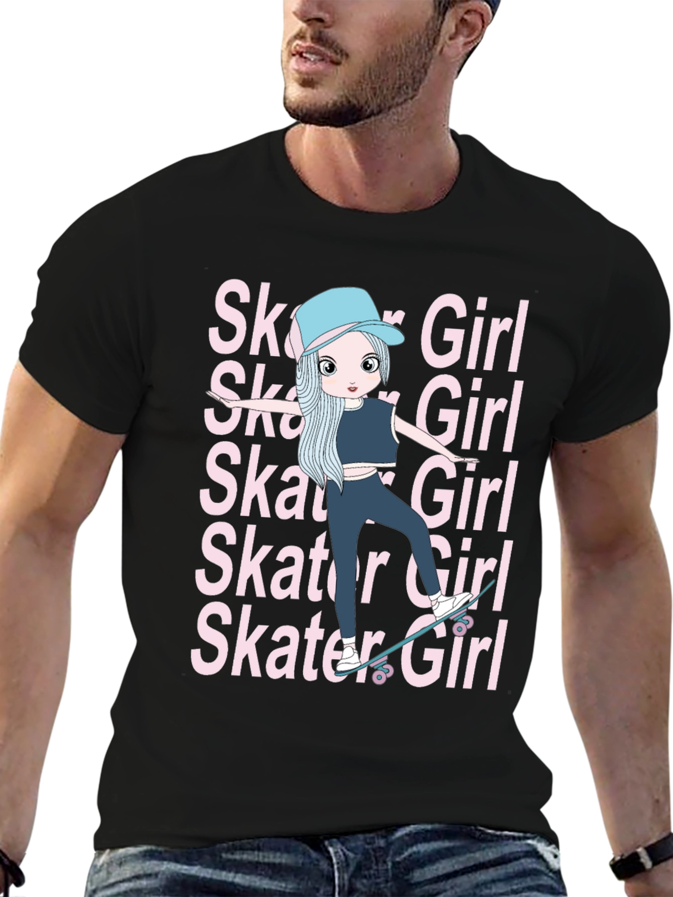 Cool Skater Girl Graphic Tee - Trendy and Unique