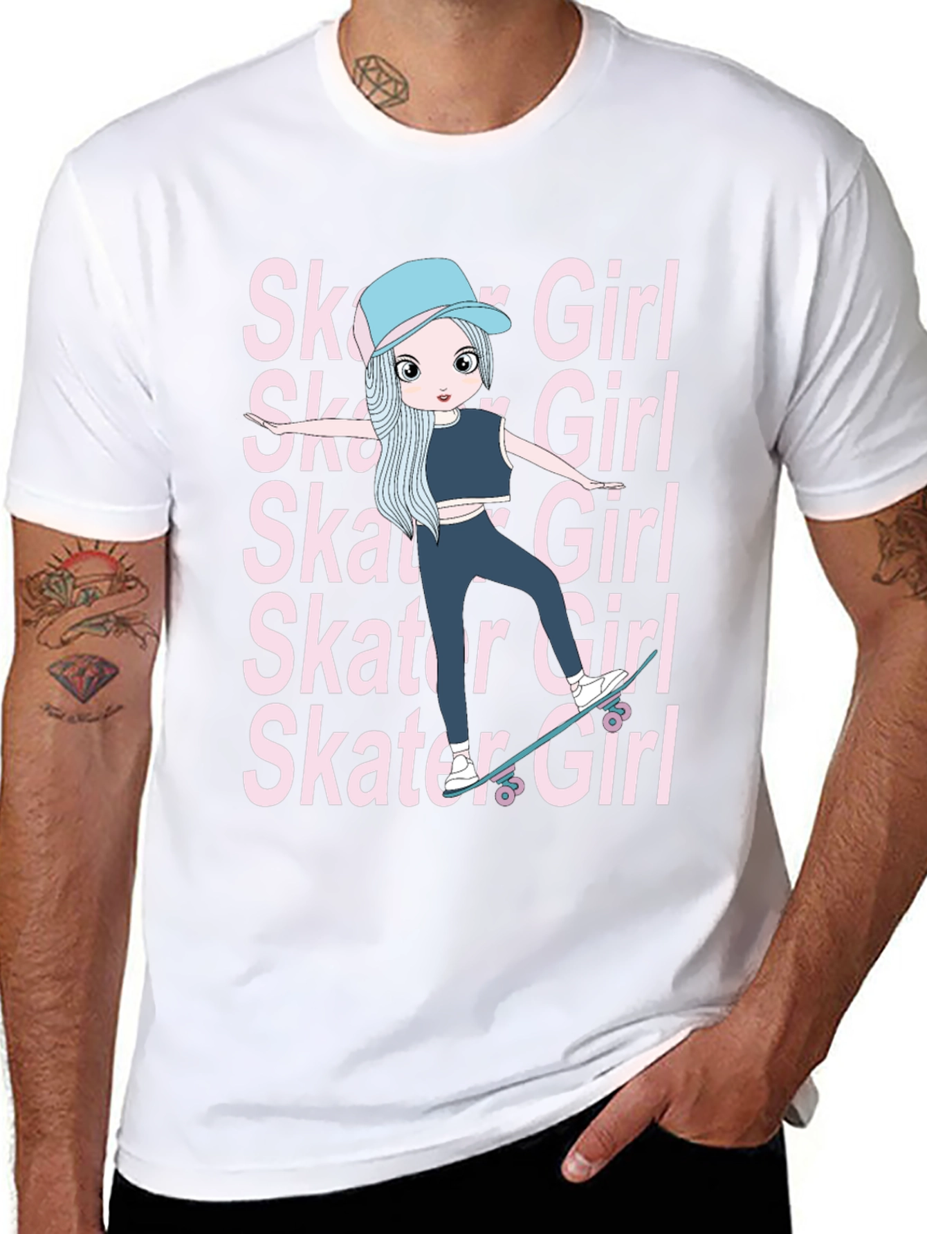 Cool Skater Girl Graphic Tee - Trendy and Unique