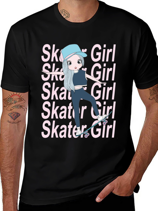 Cool Skater Girl Graphic Tee - Trendy and Unique