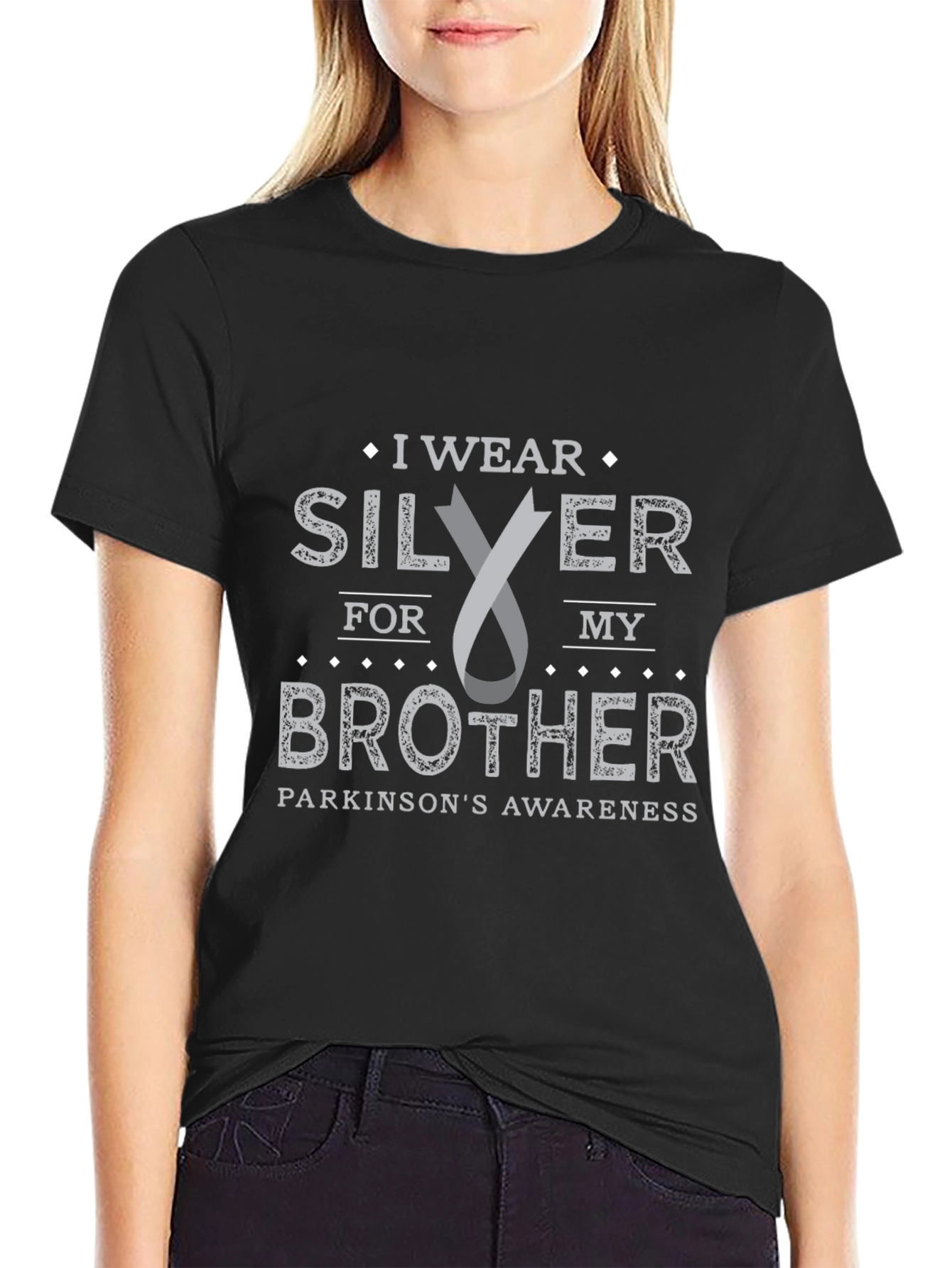 Parkinsons Awareness I Wear Silver T-Shirt