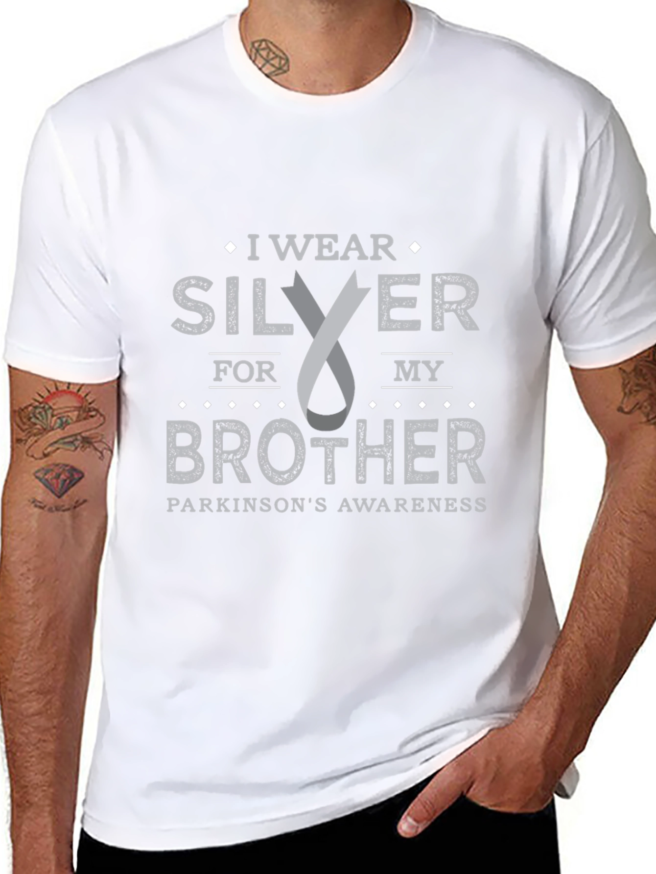 Parkinsons Awareness I Wear Silver T-Shirt
