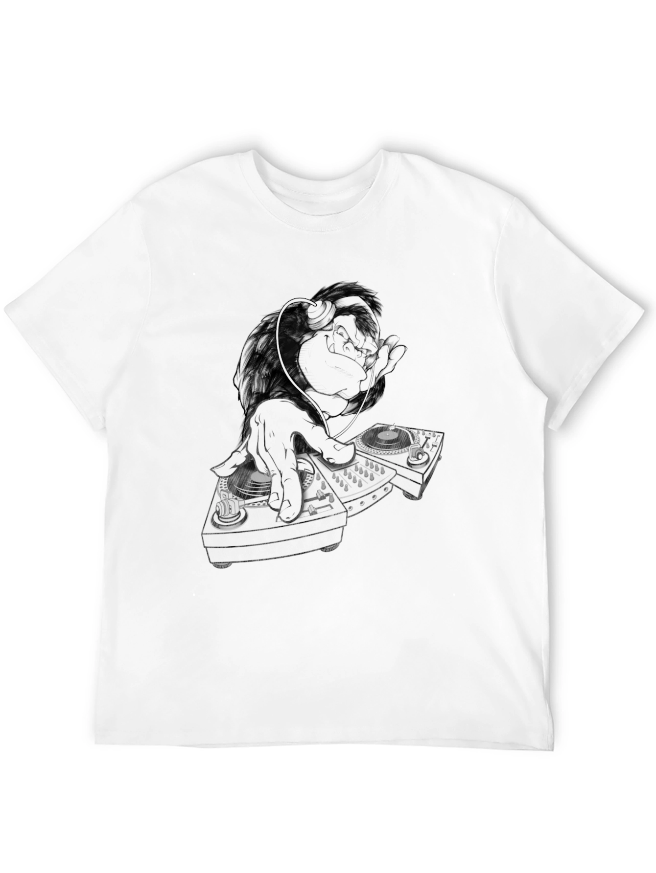 DJ Monkey Graphic Tee - Cool Black T-Shirt
