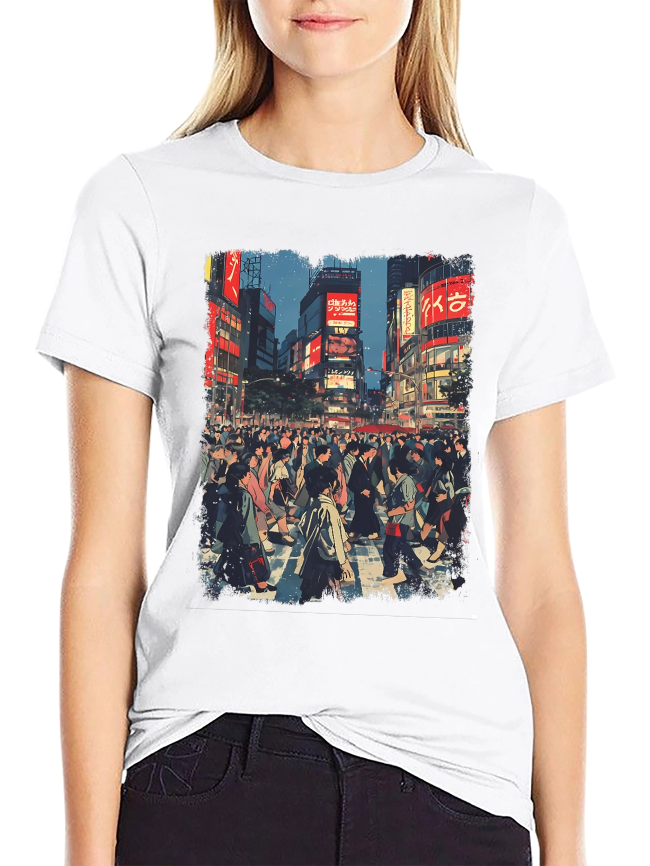 Urban Crowd T-Shirt - Cityscape Design