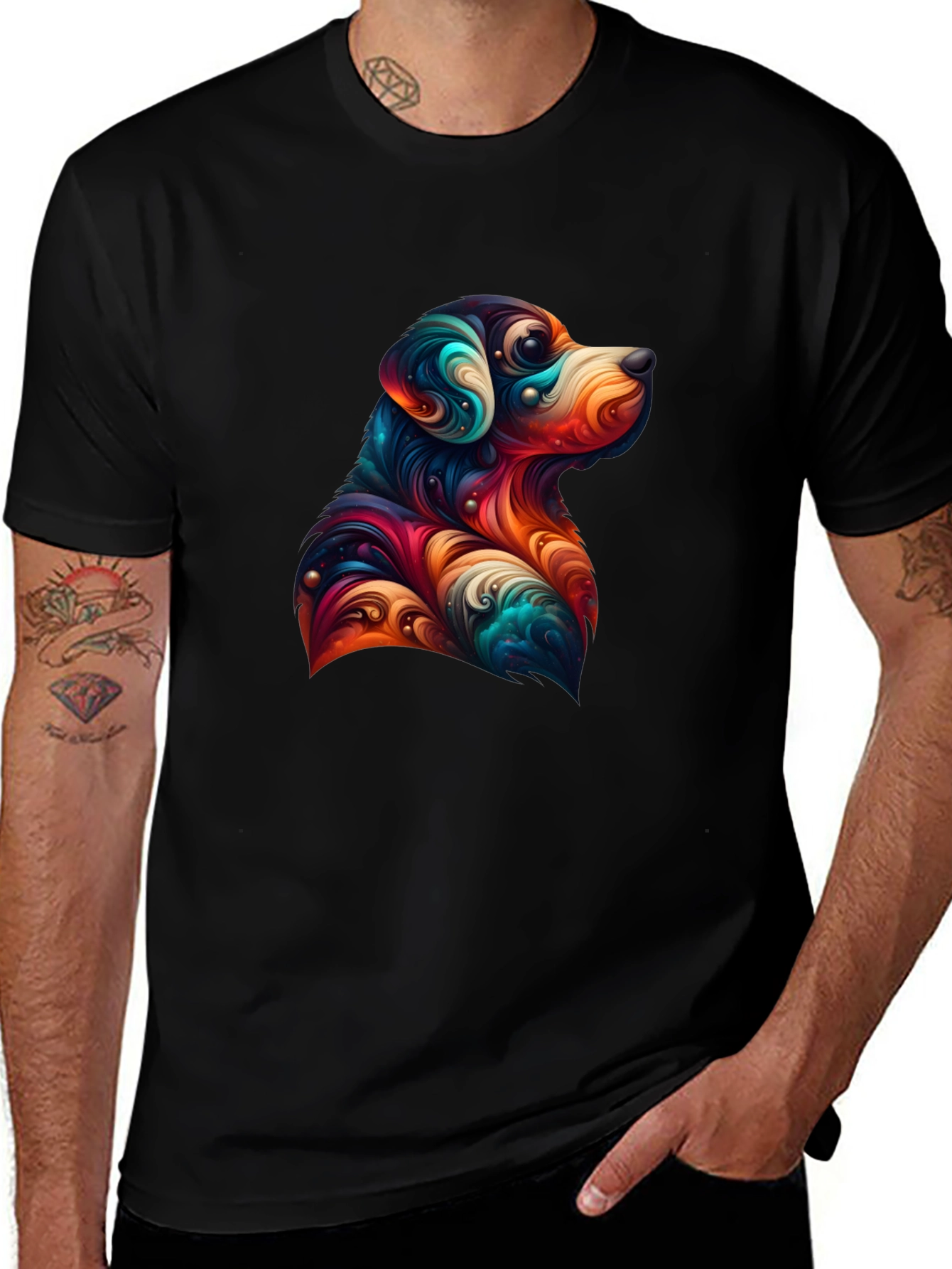 Dog Art Graphic Tee - Black Unisex T-Shirt