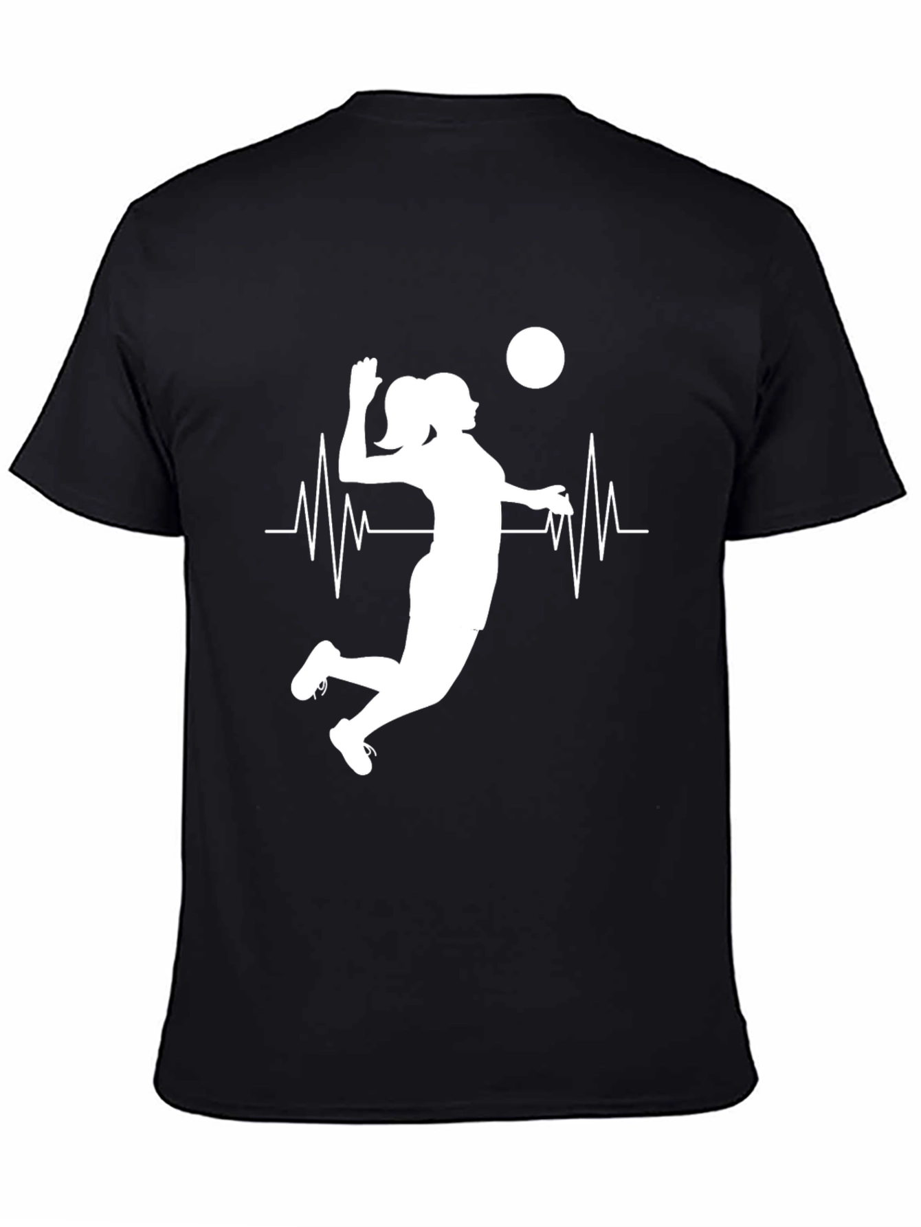 Volleyball Heartbeat Graphic Tee - Black