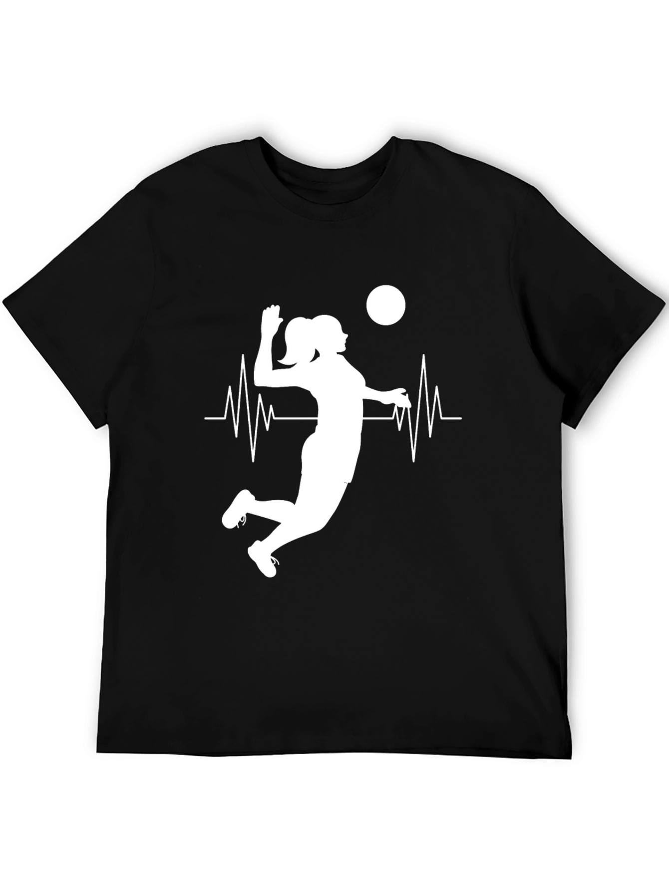 Volleyball Heartbeat Graphic Tee - Black