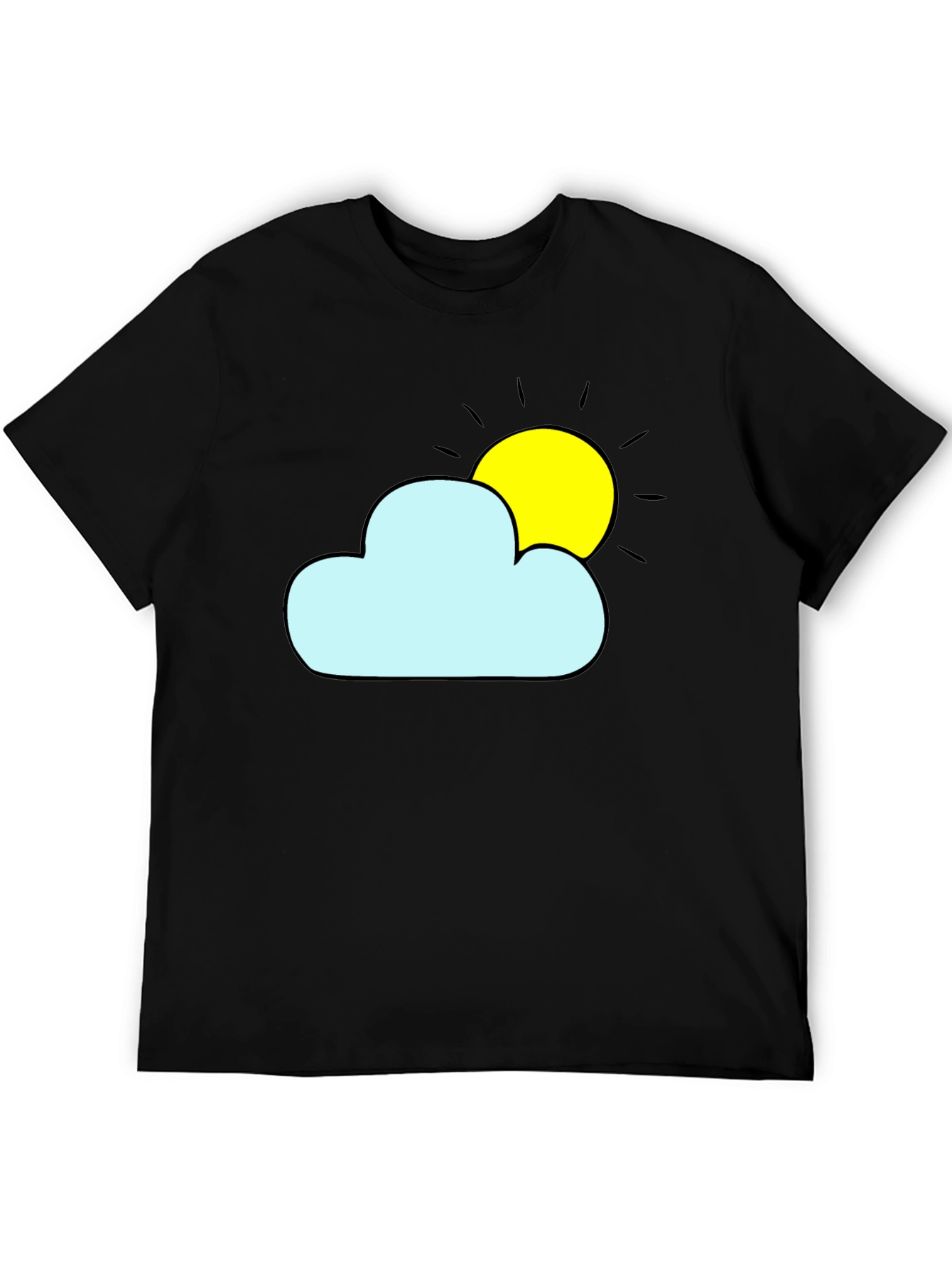 Cloud & Sun Graphic Tee - Black Cotton Shirt