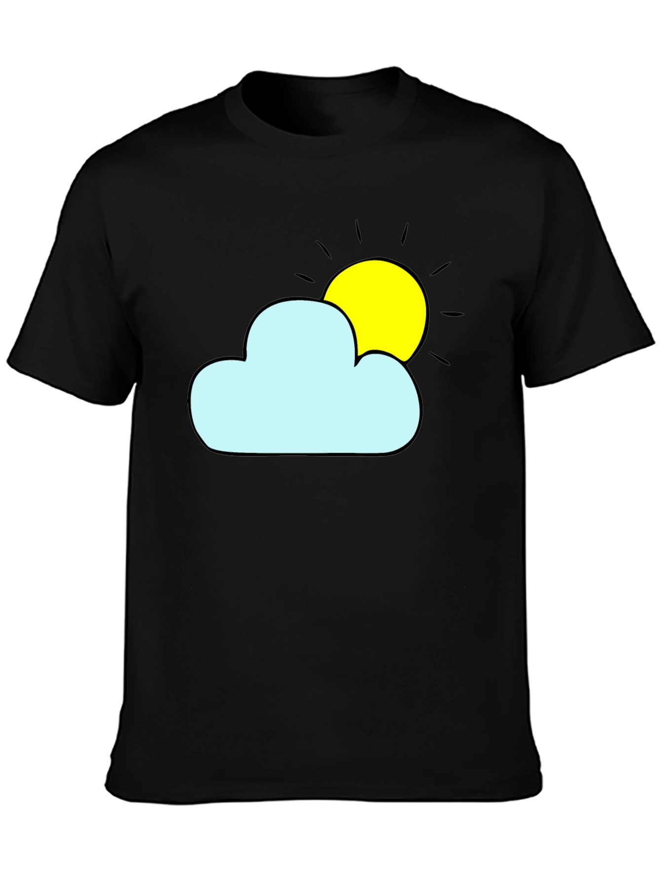 Cloud & Sun Graphic Tee - Black Cotton Shirt