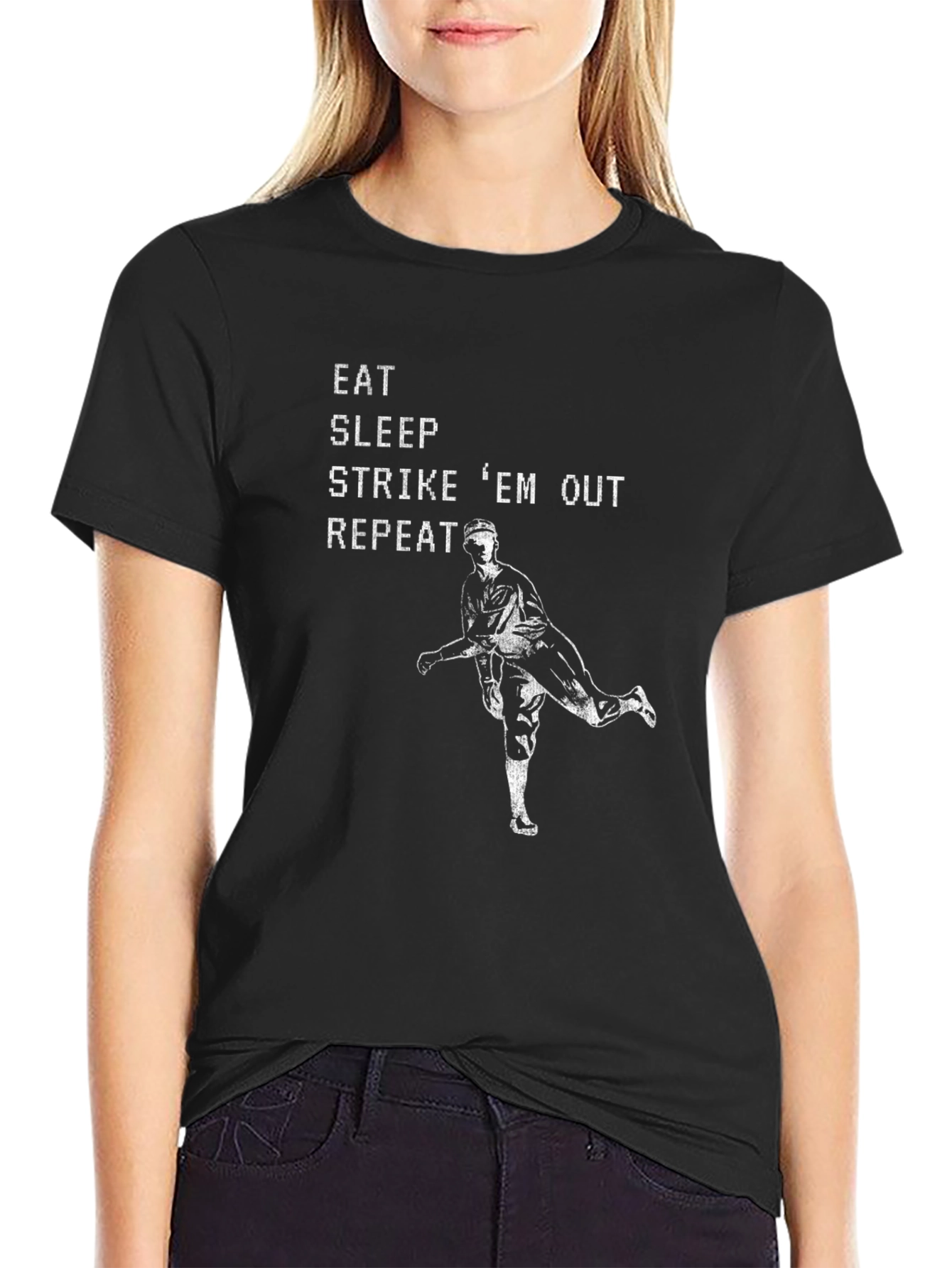 Eat Sleep Strike Em Out Baseball T-Shirt