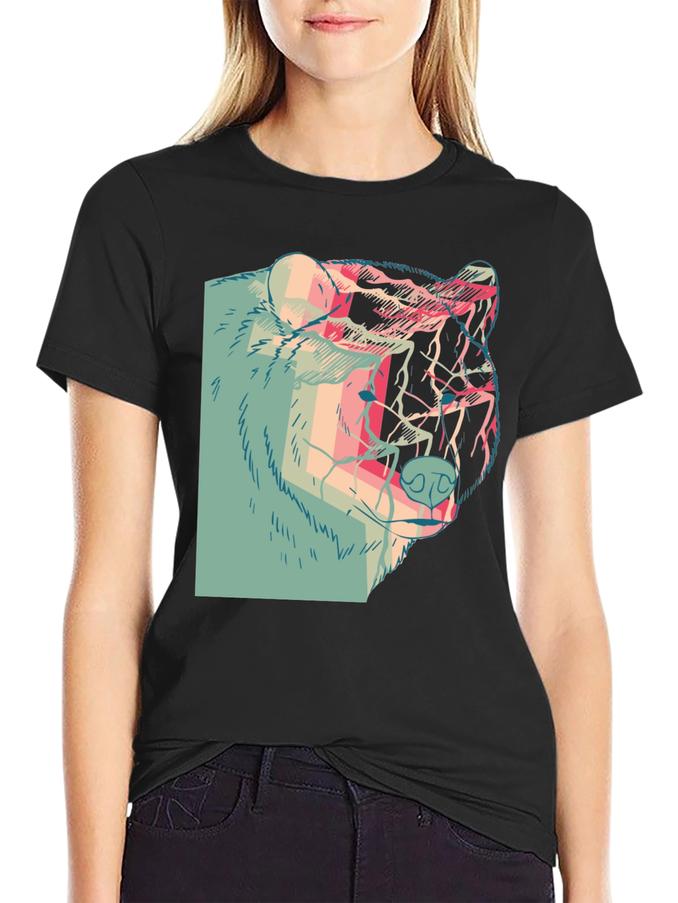 Abstract Bear Graphic T-Shirt