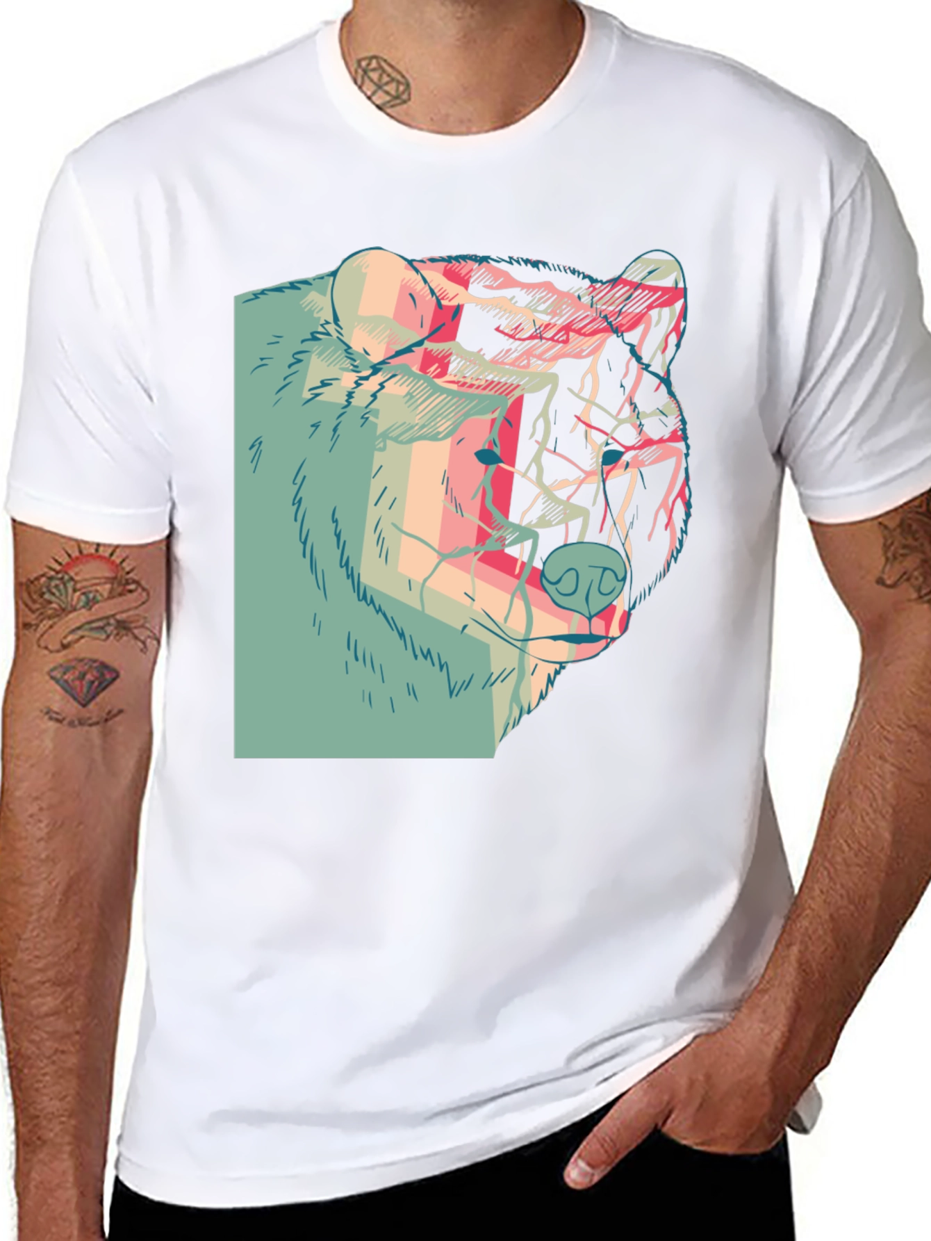Abstract Bear Graphic T-Shirt