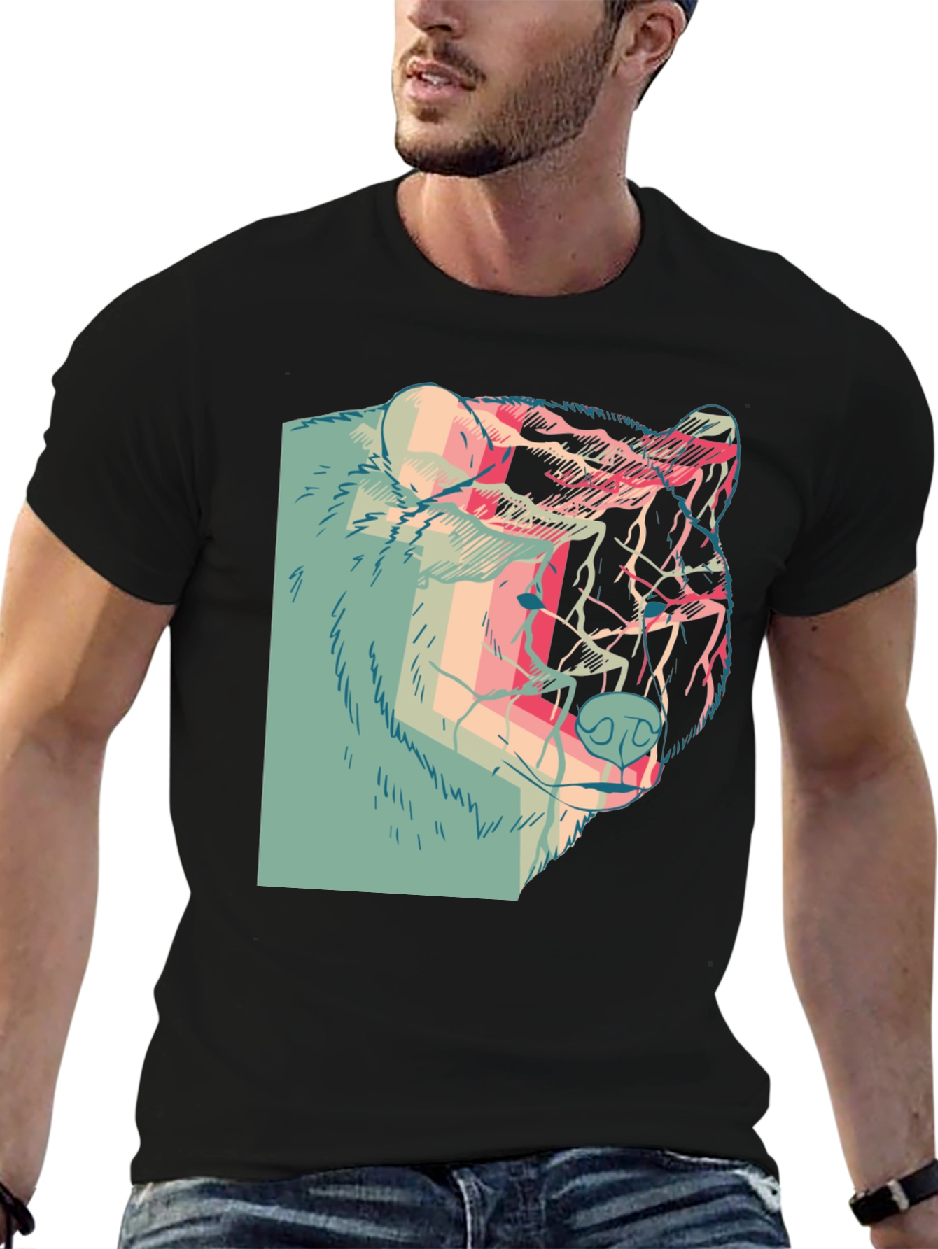Abstract Bear Graphic T-Shirt