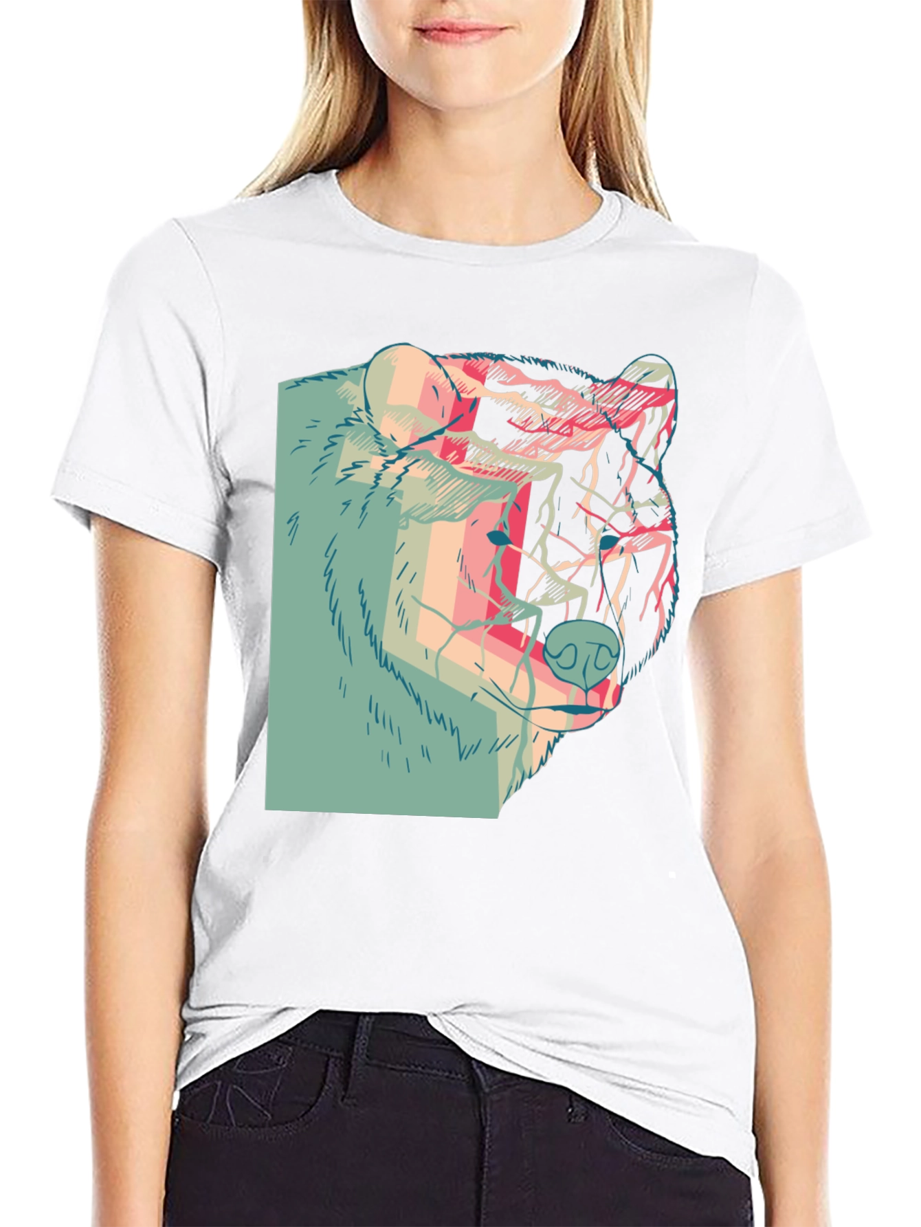 Abstract Bear Graphic T-Shirt