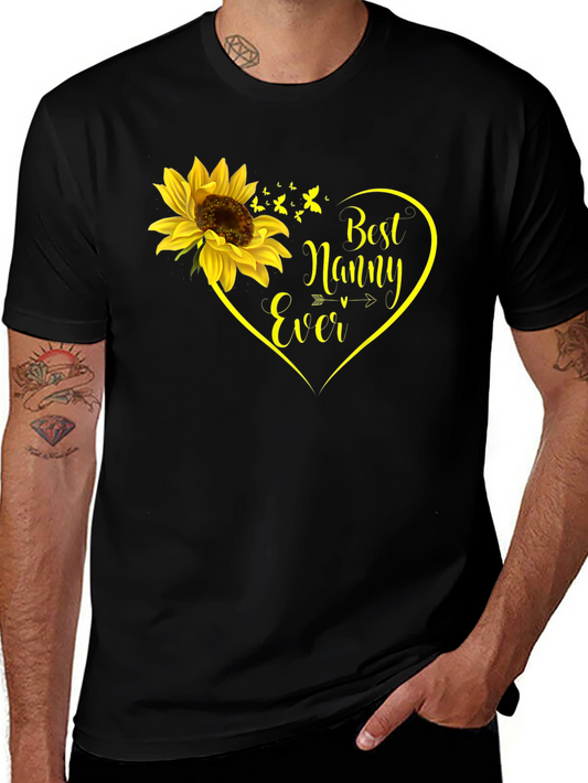 Best Nanny Ever Sunflower Heart T-Shirt