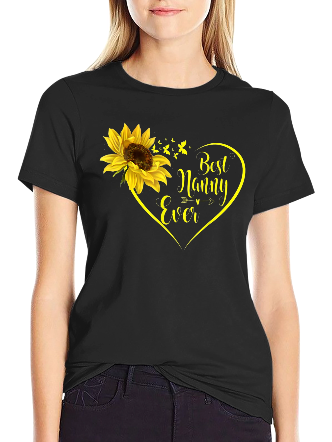 Best Nanny Ever Sunflower Heart T-Shirt