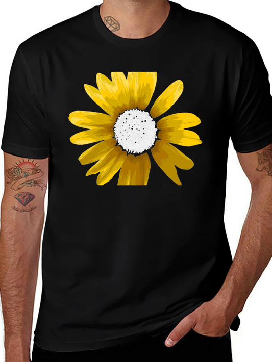 Sunflower Graphic Tee - Black Cotton Casual Shirt