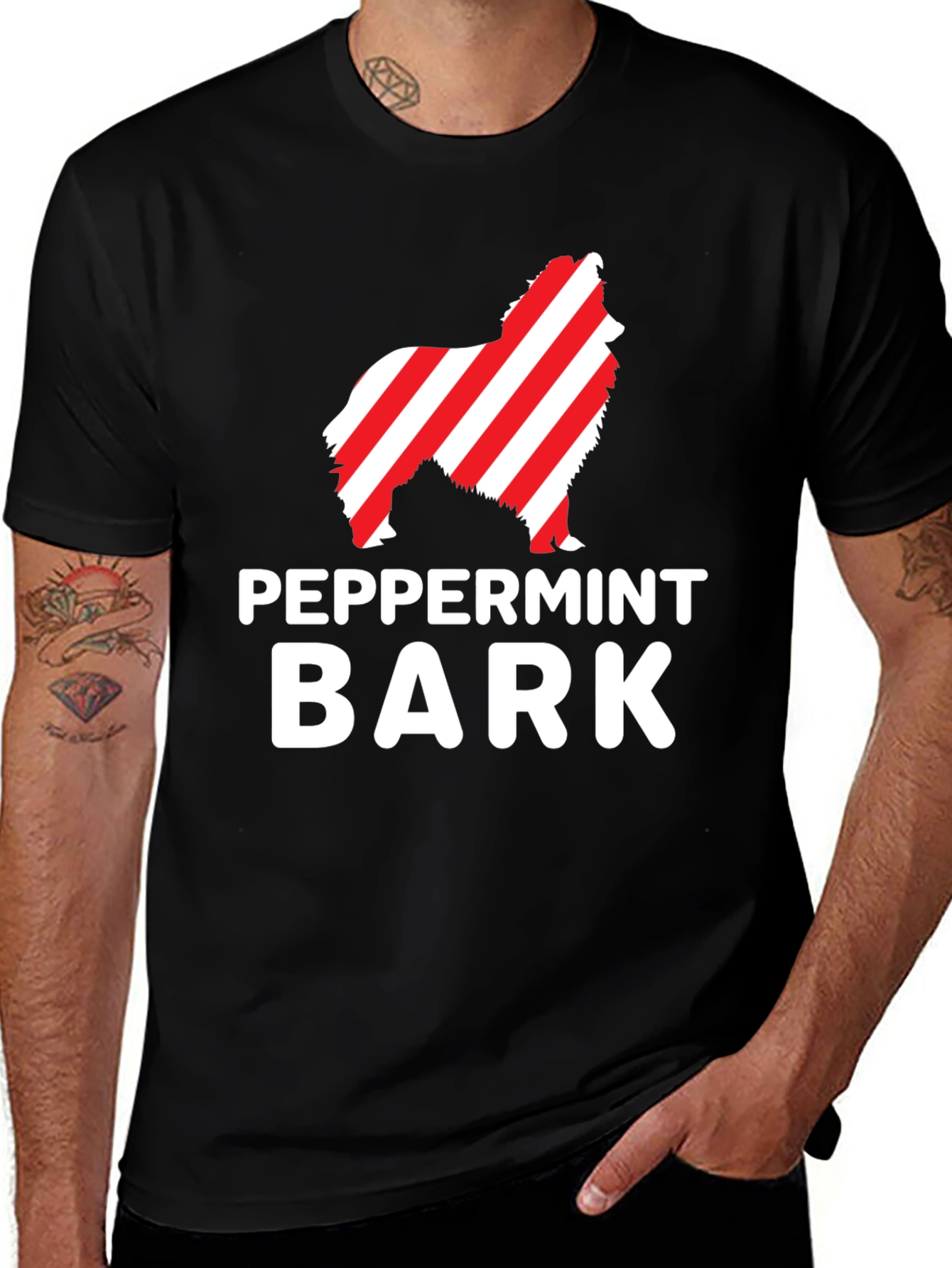 Peppermint Bark Dog Graphic Tee - Black