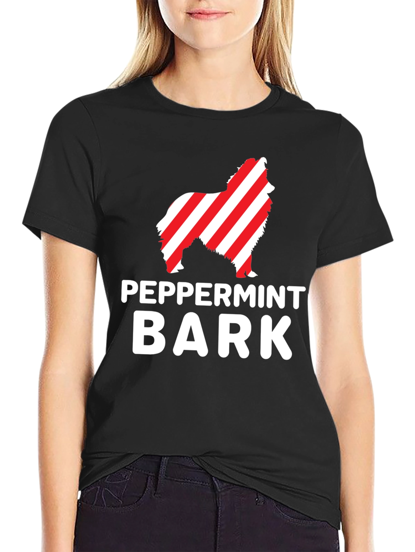 Peppermint Bark Dog Graphic Tee - Black