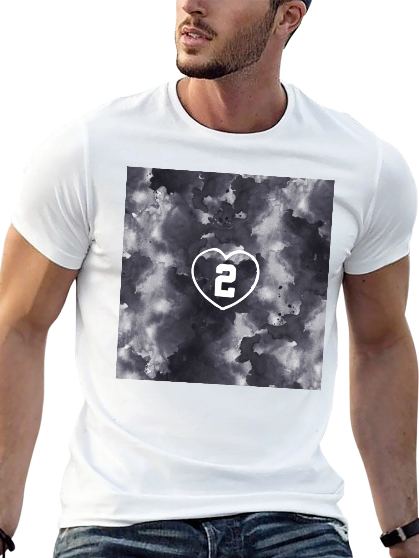 Heart Number 2 Graphic T-Shirt - Stylish Black Tee