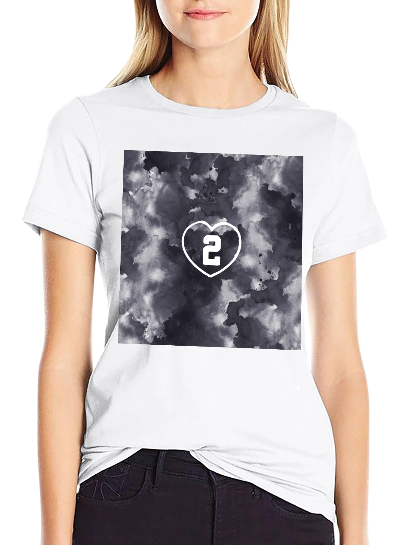 Heart Number 2 Graphic T-Shirt - Stylish Black Tee
