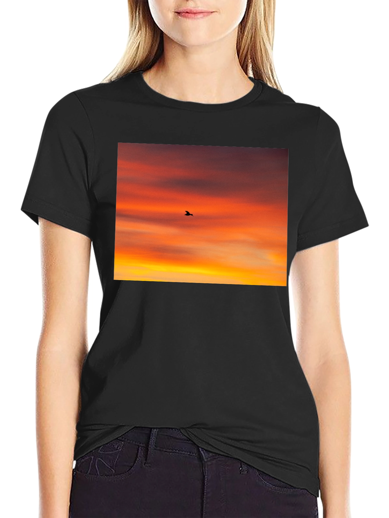 Sunset Bird Silhouette Graphic Tee