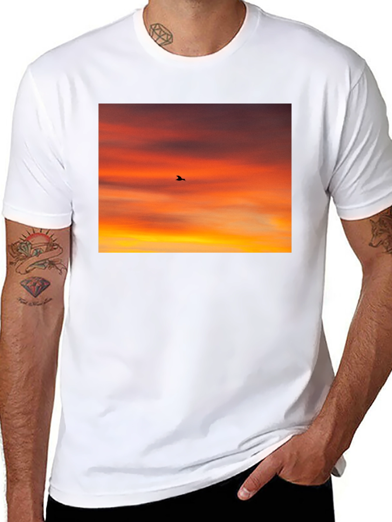 Sunset Bird Silhouette Graphic Tee