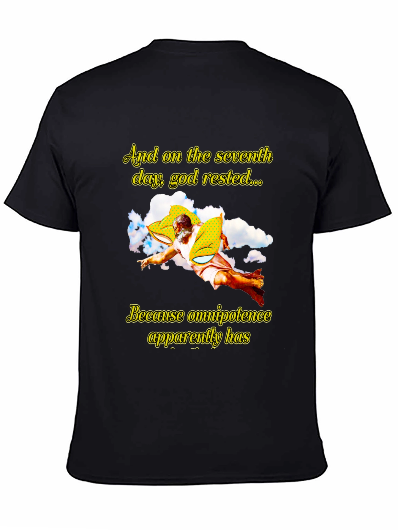 Humorous God Rested Graphic T-Shirt - Black