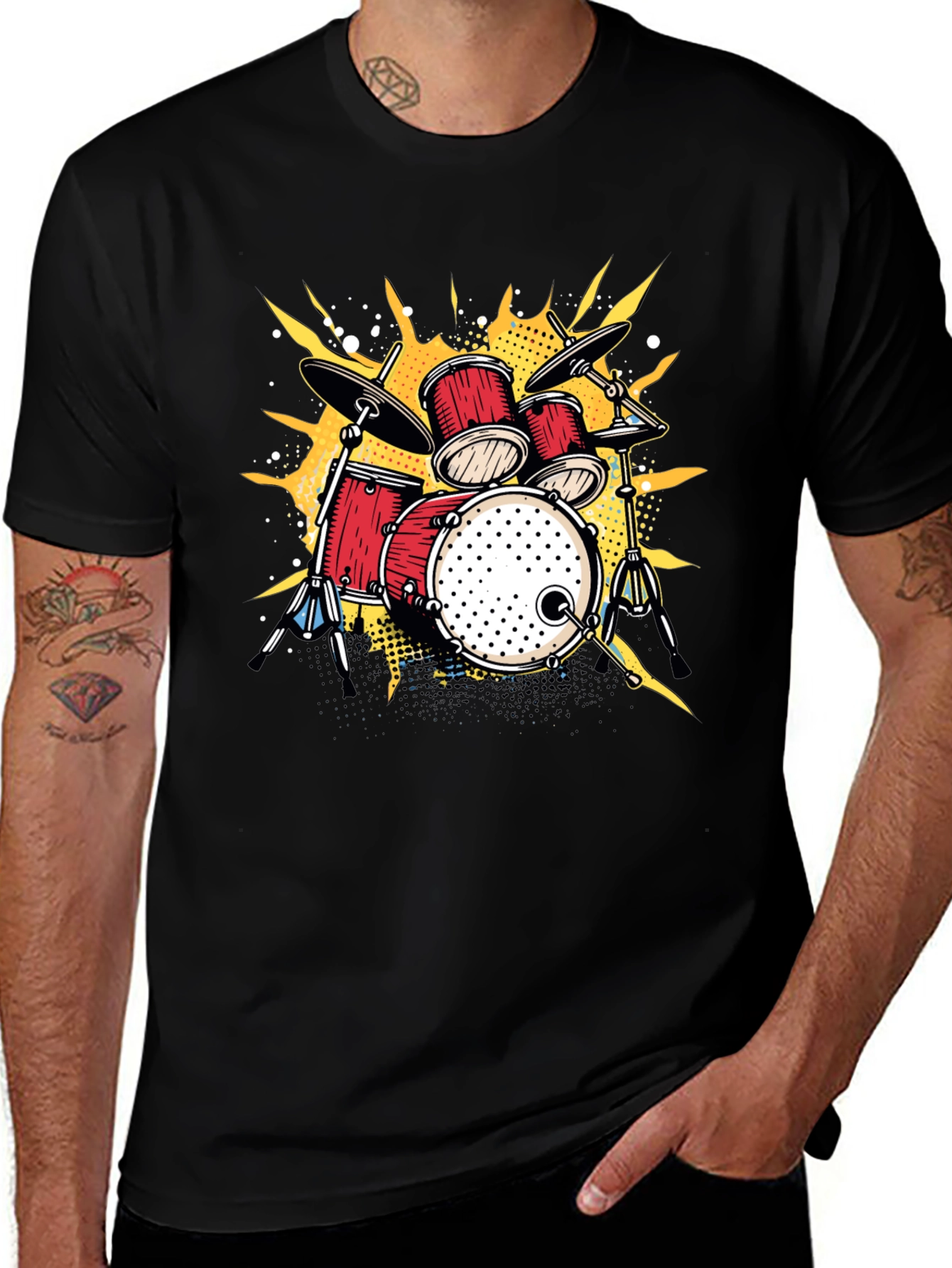 Drum Set Graphic T-Shirt - Music Lover Tee