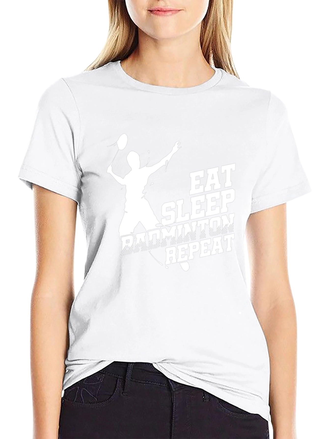 Eat Sleep Badminton Repeat Black T-Shirt