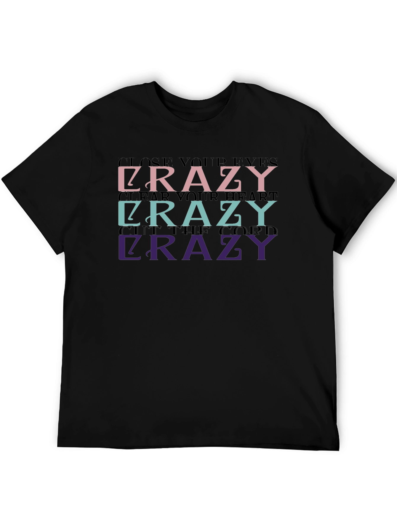 Crazy Graphic Print Black T-Shirt