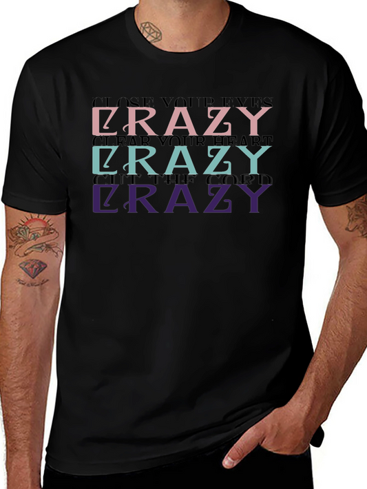 Crazy Graphic Print Black T-Shirt