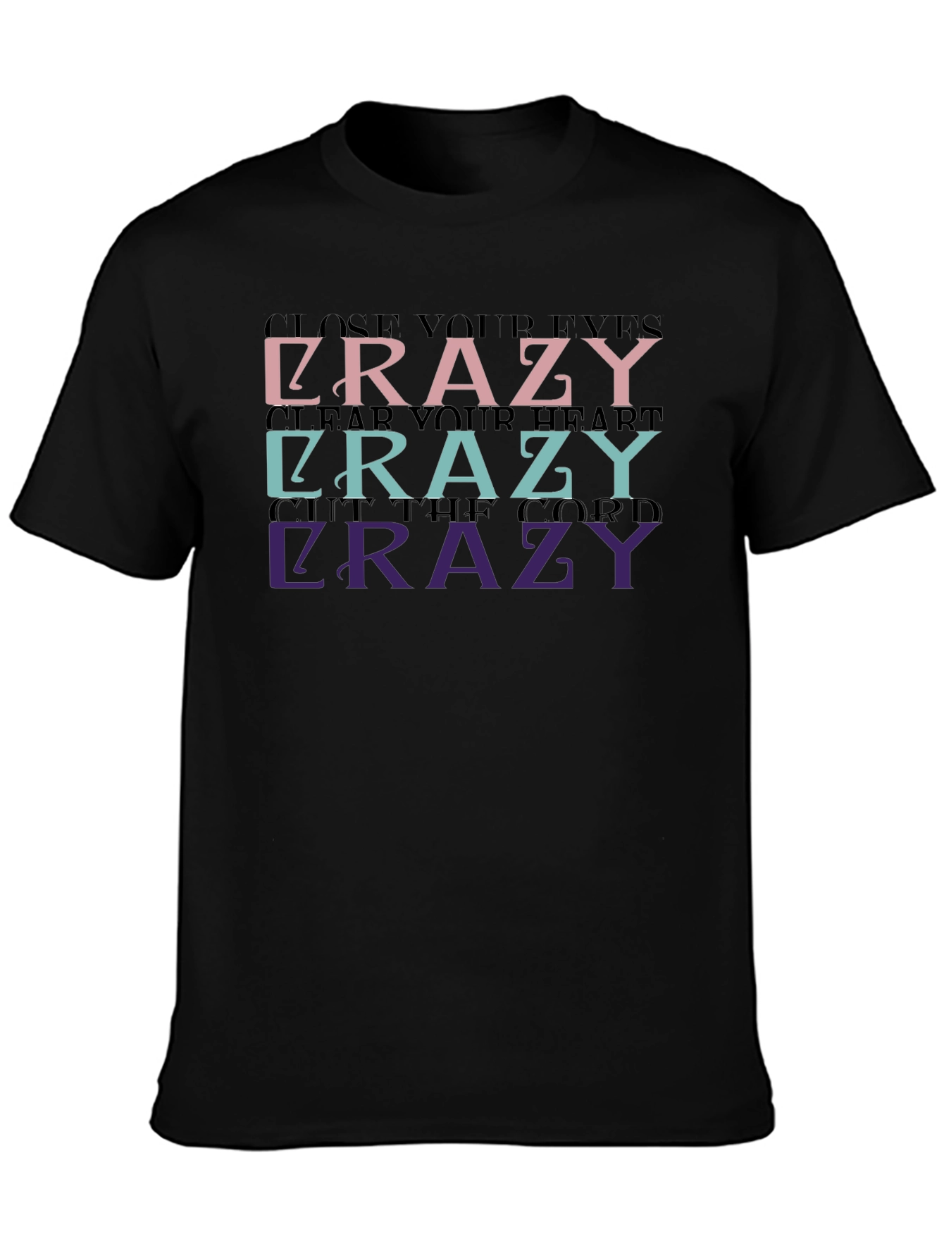 Crazy Graphic Print Black T-Shirt
