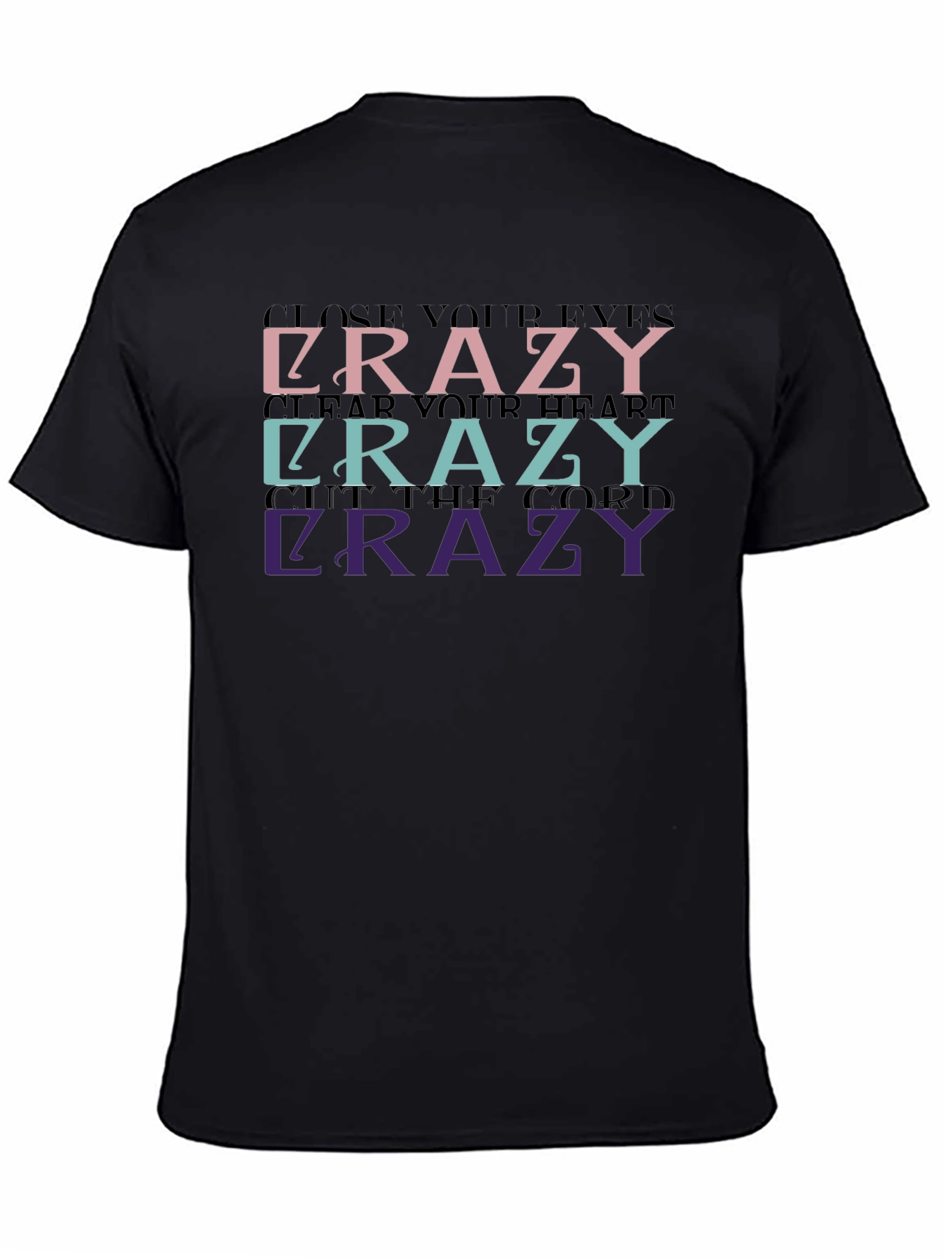 Crazy Graphic Print Black T-Shirt