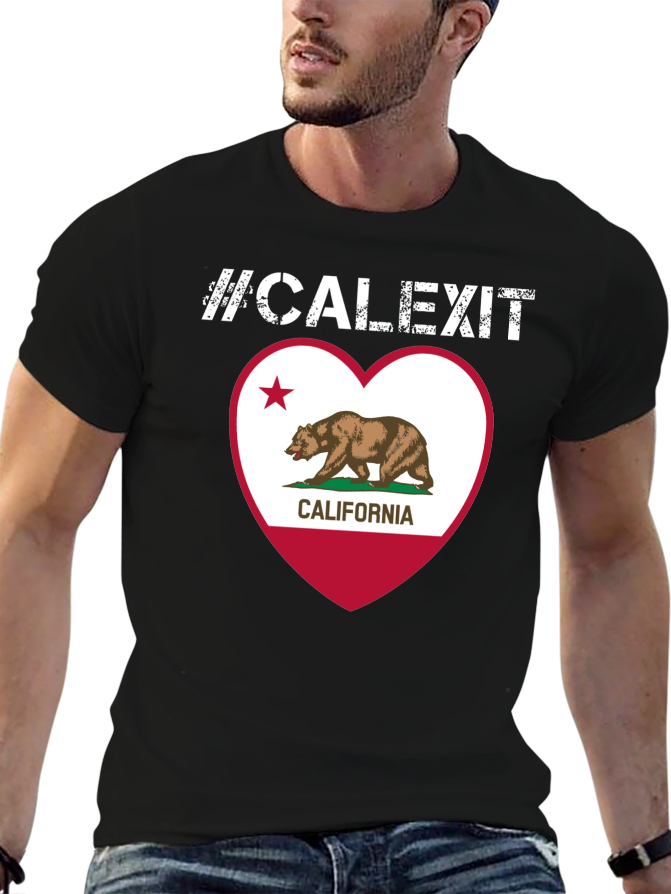 Calexit California Flag Heart T-Shirt