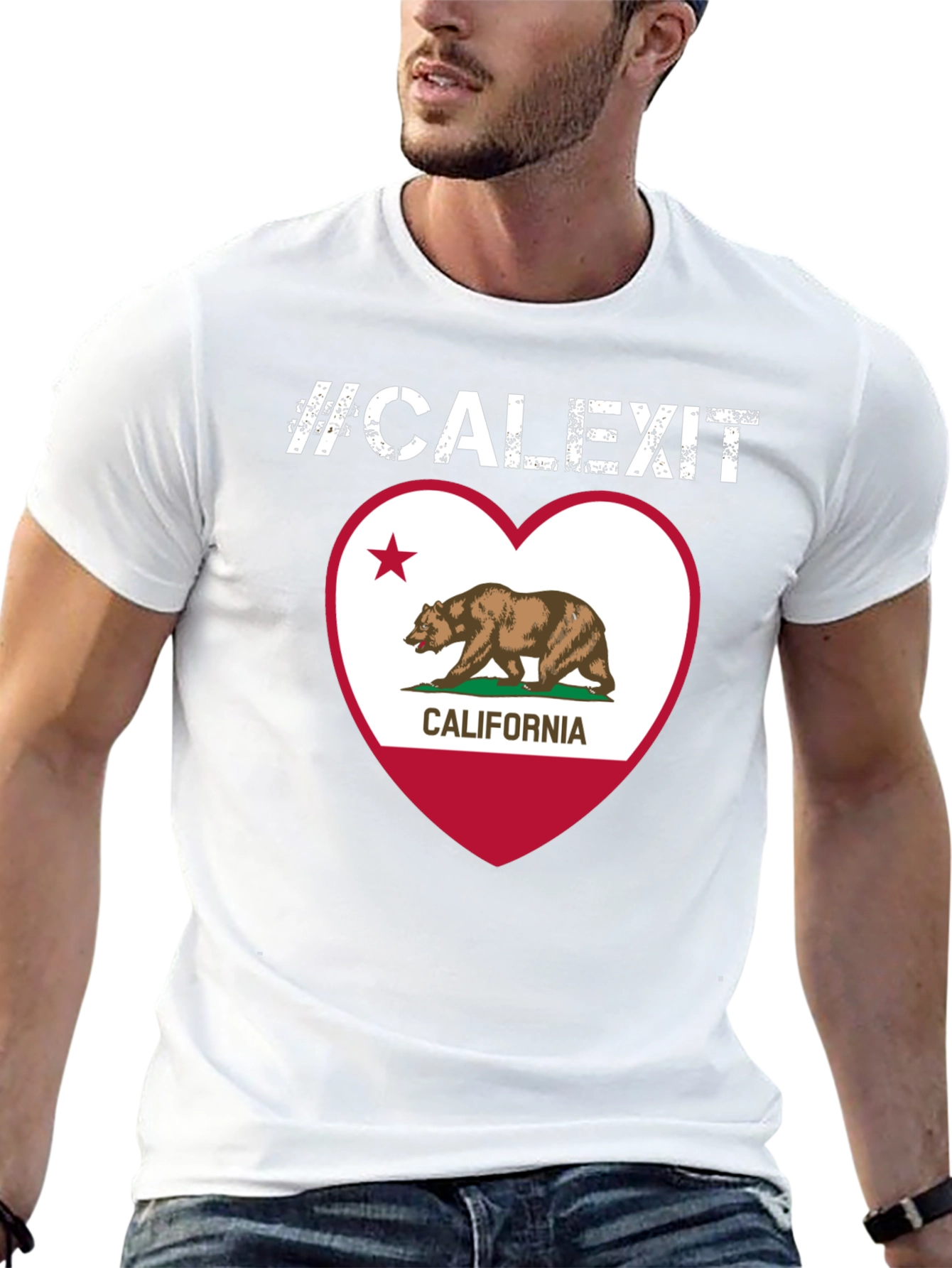 Calexit California Flag Heart T-Shirt