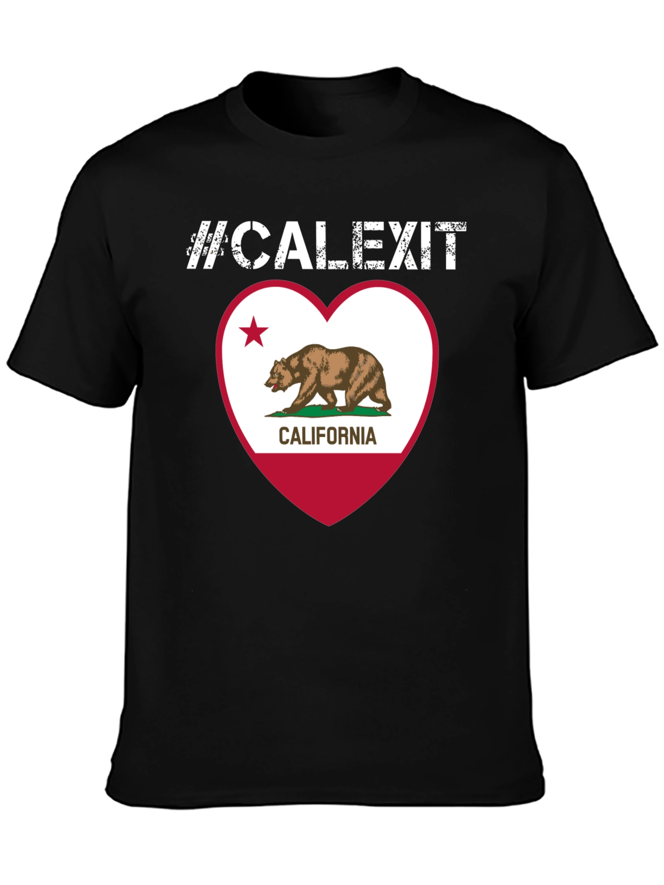 Calexit California Flag Heart T-Shirt